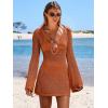 imageANRABESS Women Beach Crochet Cover Ups Summer Knit Swimwear Mesh Bathing Suit Hollow Out Dress 2025 Vacation SwimsuitRust