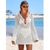 imageANRABESS Women Beach Crochet Cover Ups Summer Knit Swimwear Mesh Bathing Suit Hollow Out Dress 2025 Vacation SwimsuitWhite