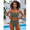imageANRABESS Women High Waisted Bikini Sets Color Block Summer Beach Vacation 2 Piece Bathing Suit Tummy Control Ribbed SwimsuitArmy Green