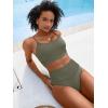 imageANRABESS Women High Waisted Bikini Sets Color Block Summer Beach Vacation 2 Piece Bathing Suit Tummy Control Ribbed SwimsuitArmy Green