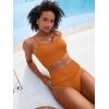 imageANRABESS Women High Waisted Bikini Sets Color Block Summer Beach Vacation 2 Piece Bathing Suit Tummy Control Ribbed SwimsuitOrange