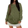 imageANRABESS Women Oversized Chunky Cable Knitted Vintage Sweater 2025 Fall Winter OutfitsArmy Green