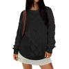 imageANRABESS Women Oversized Chunky Cable Knitted Vintage Sweater 2025 Fall Winter OutfitsBlack