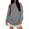 imageANRABESS Women Oversized Chunky Cable Knitted Vintage Sweater 2025 Fall Winter OutfitsLight Grey