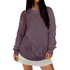imageANRABESS Women Oversized Chunky Cable Knitted Vintage Sweater 2025 Fall Winter OutfitsPurple