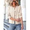 imageANRABESS Women Striped Cardigan Sweaters Button Down Cropped Knit Lady Jackets Coat 2025 Fall Outfits Trendy ClothesApricot