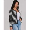 imageANRABESS Women Striped Cardigan Sweaters Button Down Cropped Knit Lady Jackets Coat 2025 Fall Outfits Trendy ClothesBlack White Stripe