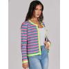 imageANRABESS Women Striped Cardigan Sweaters Button Down Cropped Knit Lady Jackets Coat 2025 Fall Outfits Trendy ClothesPink Green