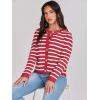 imageANRABESS Women Striped Cardigan Sweaters Button Down Cropped Knit Lady Jackets Coat 2025 Fall Outfits Trendy ClothesRed White Stripe