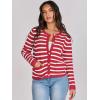 imageANRABESS Women Striped Cardigan Sweaters Button Down Cropped Knit Lady Jackets Coat 2025 Fall Outfits Trendy ClothesRed White Stripe