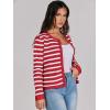 imageANRABESS Women Striped Cardigan Sweaters Button Down Cropped Knit Lady Jackets Coat 2025 Fall Outfits Trendy ClothesRed White Stripe