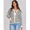 imageANRABESS Women Striped Cardigan Sweaters Button Down Cropped Knit Lady Jackets Coat 2025 Fall Outfits Trendy ClothesWhite Black Stripe