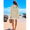 imageANRABESS Women Swimsuit Crochet Swim Cover Up 2025 Summer Bathing Suit Swimwear Mesh Knit Beach Dress Vacation OutfitsBeige
