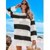 imageANRABESS Women Swimsuit Crochet Swim Cover Up 2025 Summer Bathing Suit Swimwear Mesh Knit Beach Dress Vacation OutfitsBlack White Stripe
