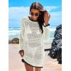 imageANRABESS Women Swimsuit Crochet Swim Cover Up 2025 Summer Bathing Suit Swimwear Mesh Knit Beach Dress Vacation OutfitsBlackwhite