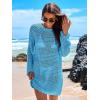 imageANRABESS Women Swimsuit Crochet Swim Cover Up 2025 Summer Bathing Suit Swimwear Mesh Knit Beach Dress Vacation OutfitsBlue