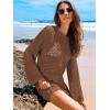 imageANRABESS Women Swimsuit Crochet Swim Cover Up 2025 Summer Bathing Suit Swimwear Mesh Knit Beach Dress Vacation OutfitsBrown