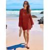 imageANRABESS Women Swimsuit Crochet Swim Cover Up 2025 Summer Bathing Suit Swimwear Mesh Knit Beach Dress Vacation OutfitsBurgundy