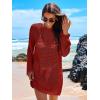 imageANRABESS Women Swimsuit Crochet Swim Cover Up 2025 Summer Bathing Suit Swimwear Mesh Knit Beach Dress Vacation OutfitsBurgundy