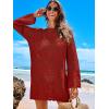 imageANRABESS Women Swimsuit Crochet Swim Cover Up 2025 Summer Bathing Suit Swimwear Mesh Knit Beach Dress Vacation OutfitsBurgundy
