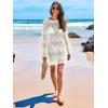 imageANRABESS Women Swimsuit Crochet Swim Cover Up 2025 Summer Bathing Suit Swimwear Mesh Knit Beach Dress Vacation OutfitsCream White