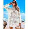 imageANRABESS Women Swimsuit Crochet Swim Cover Up 2025 Summer Bathing Suit Swimwear Mesh Knit Beach Dress Vacation OutfitsCream White