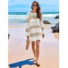 imageANRABESS Women Swimsuit Crochet Swim Cover Up 2025 Summer Bathing Suit Swimwear Mesh Knit Beach Dress Vacation OutfitsKhakiwhite
