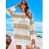 imageANRABESS Women Swimsuit Crochet Swim Cover Up 2025 Summer Bathing Suit Swimwear Mesh Knit Beach Dress Vacation OutfitsKhakiwhite
