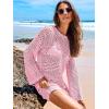 imageANRABESS Women Swimsuit Crochet Swim Cover Up 2025 Summer Bathing Suit Swimwear Mesh Knit Beach Dress Vacation OutfitsLight Pink