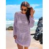 imageANRABESS Women Swimsuit Crochet Swim Cover Up 2025 Summer Bathing Suit Swimwear Mesh Knit Beach Dress Vacation OutfitsLight Purple