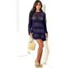 imageANRABESS Women Swimsuit Crochet Swim Cover Up 2025 Summer Bathing Suit Swimwear Mesh Knit Beach Dress Vacation OutfitsNavy Blue