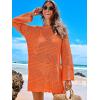 imageANRABESS Women Swimsuit Crochet Swim Cover Up 2025 Summer Bathing Suit Swimwear Mesh Knit Beach Dress Vacation OutfitsOrange