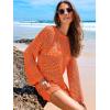 imageANRABESS Women Swimsuit Crochet Swim Cover Up 2025 Summer Bathing Suit Swimwear Mesh Knit Beach Dress Vacation OutfitsOrange