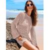 imageANRABESS Women Swimsuit Crochet Swim Cover Up 2025 Summer Bathing Suit Swimwear Mesh Knit Beach Dress Vacation OutfitsPink