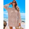 imageANRABESS Women Swimsuit Crochet Swim Cover Up 2025 Summer Bathing Suit Swimwear Mesh Knit Beach Dress Vacation OutfitsPink