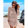 imageANRABESS Women Swimsuit Crochet Swim Cover Up 2025 Summer Bathing Suit Swimwear Mesh Knit Beach Dress Vacation OutfitsPink