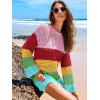imageANRABESS Women Swimsuit Crochet Swim Cover Up 2025 Summer Bathing Suit Swimwear Mesh Knit Beach Dress Vacation OutfitsRainbow Stripe