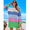 imageANRABESS Women Swimsuit Crochet Swim Cover Up 2025 Summer Bathing Suit Swimwear Mesh Knit Beach Dress Vacation OutfitsRainbow Stripes