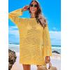 imageANRABESS Women Swimsuit Crochet Swim Cover Up 2025 Summer Bathing Suit Swimwear Mesh Knit Beach Dress Vacation OutfitsYellow