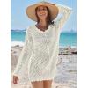 imageANRABESS Women Swimsuit Crochet Swim Cover Up Summer Bathing Suit Swimwear V Neck Mesh Knit Beach Dress 2025 Vacation OutfitsCream White