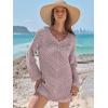 imageANRABESS Women Swimsuit Crochet Swim Cover Up Summer Bathing Suit Swimwear V Neck Mesh Knit Beach Dress 2025 Vacation OutfitsPink