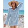 imageANRABESS Women Swimsuit Crochet Swim Cover Up Summer Bathing Suit Swimwear V Neck Mesh Knit Beach Dress 2025 Vacation OutfitsSky