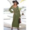 imageANRABESS Women Swimsuit Swim Crochet Cover Up Knit Bathing Suit Swimwear 2025 Summer Bodycon Beach Dress Vacation ClothesArmy Green