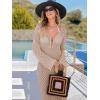 imageANRABESS Women Swimsuit Swim Crochet Cover Up Knit Bathing Suit Swimwear 2025 Summer Bodycon Beach Dress Vacation ClothesKhaki