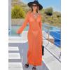 imageANRABESS Women Swimsuit Swim Crochet Cover Up Knit Bathing Suit Swimwear 2025 Summer Bodycon Beach Dress Vacation ClothesOrange