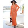 imageANRABESS Women Swimsuit Swim Crochet Cover Up Knit Bathing Suit Swimwear 2025 Summer Bodycon Beach Dress Vacation ClothesOrange
