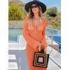 imageANRABESS Women Swimsuit Swim Crochet Cover Up Knit Bathing Suit Swimwear 2025 Summer Bodycon Beach Dress Vacation ClothesOrange