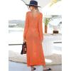 imageANRABESS Women Swimsuit Swim Crochet Cover Up Knit Bathing Suit Swimwear 2025 Summer Bodycon Beach Dress Vacation ClothesOrange