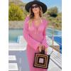 imageANRABESS Women Swimsuit Swim Crochet Cover Up Knit Bathing Suit Swimwear 2025 Summer Bodycon Beach Dress Vacation ClothesRose