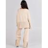 imageANRABESS Womens 2 Piece Outfits Oversized Knit Sweater Set Wide Leg Pant Cozy Lounge Matching Pajama Sets 2025 Trendy ClothesApricot